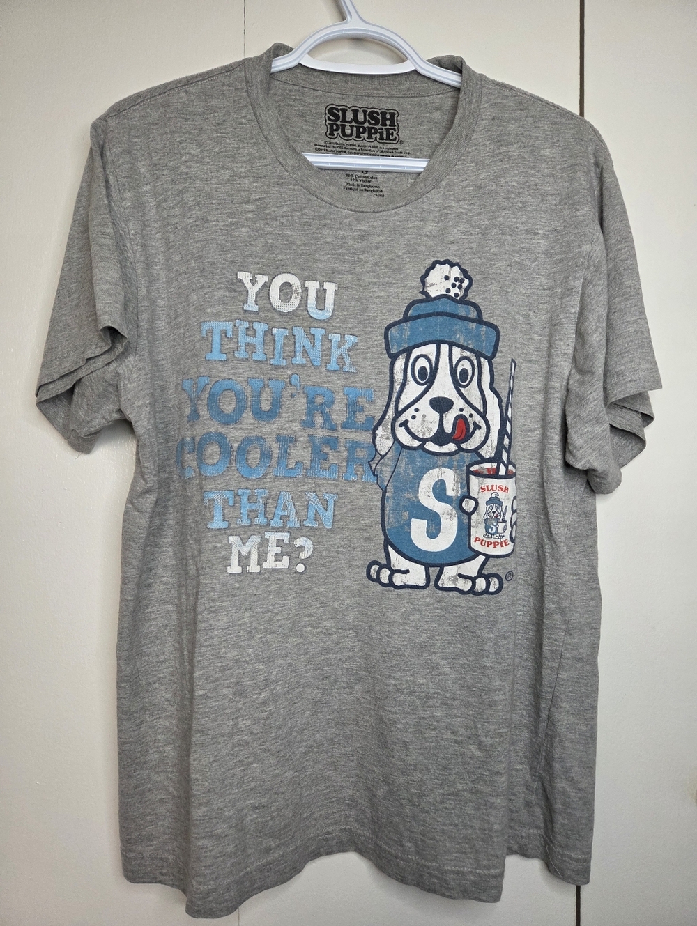 🌷Slush Puppie Women's L Gray Graphic Tee You Think You're Cooler Than Me?